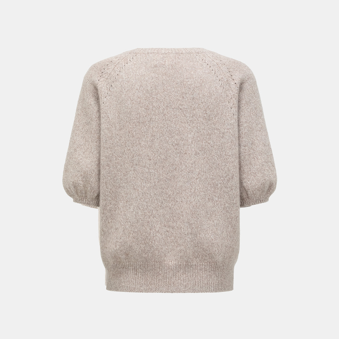 "Winter Diary" 100% Cashmere Thick Knit Half Sleeve Top - Taupe Swirl