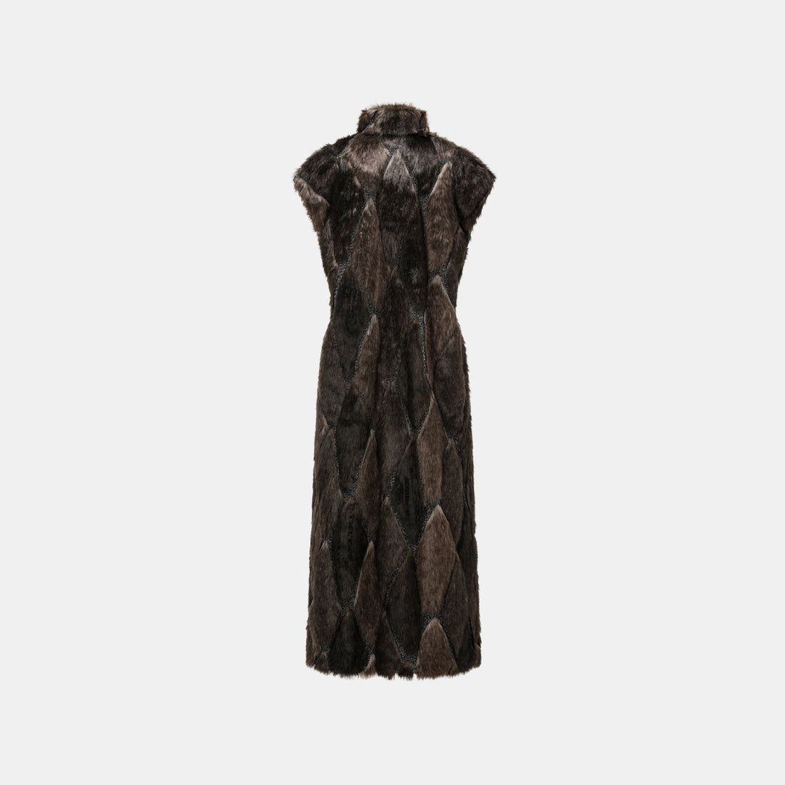 Italian-made lace stitching eco-friendly fur vest - long - Gypsophila