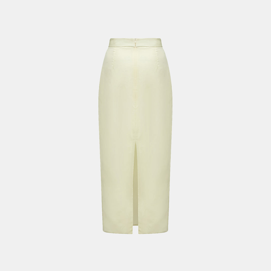 "Intellectual Moment" Tencel Satin Chiffon Pencil Skirt - Goose Yellow
