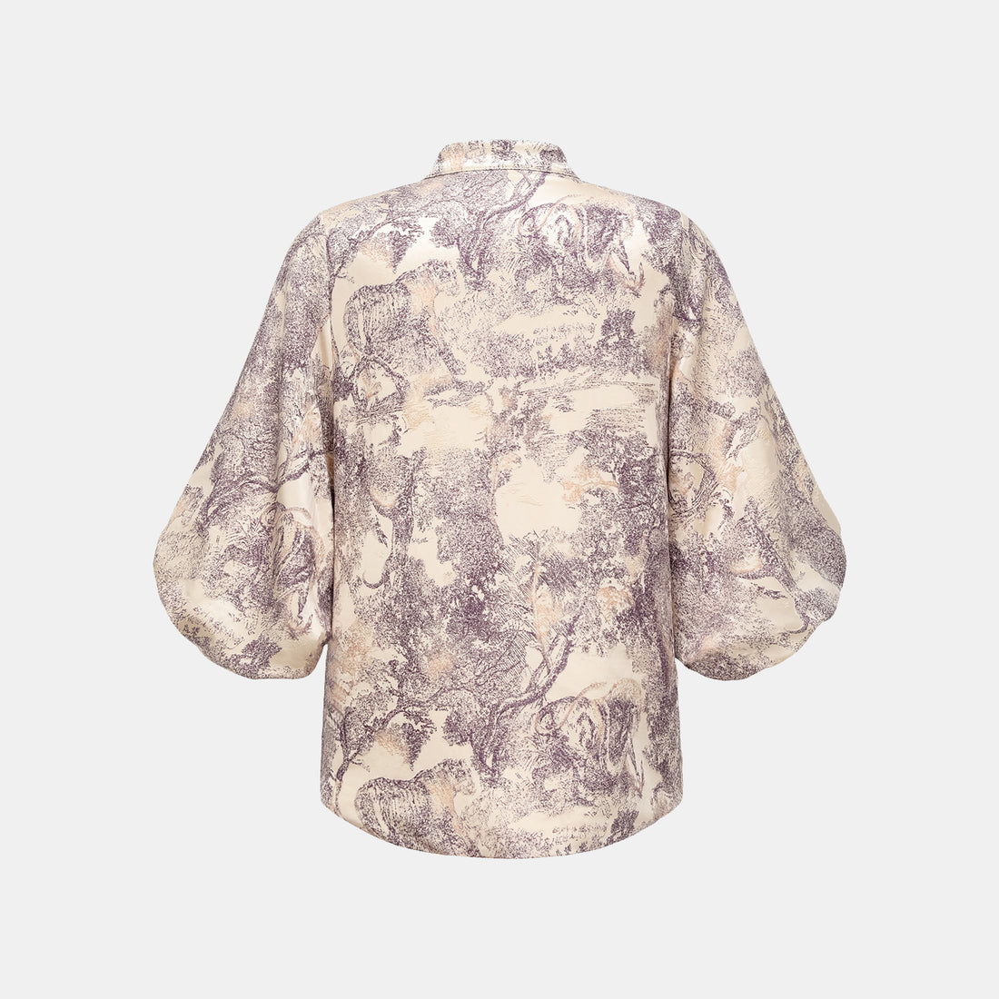 "Imperial Garden Teatime" fil coupé silk wool shirt - purple