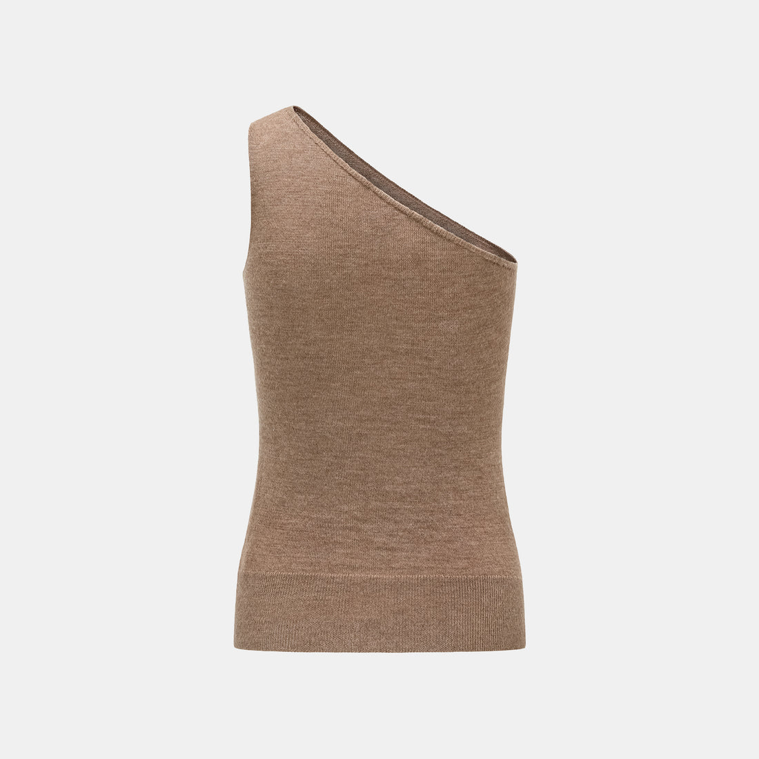 "Autumn Diary" 100% Cashmere Off-shoulder Top—Earl Gray
