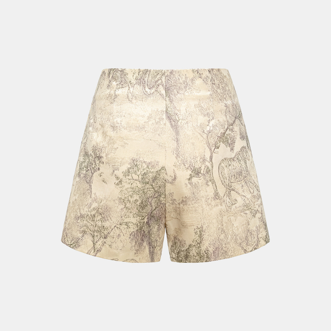 "Imperial Garden Teatime" embroidered silk wool shorts - green