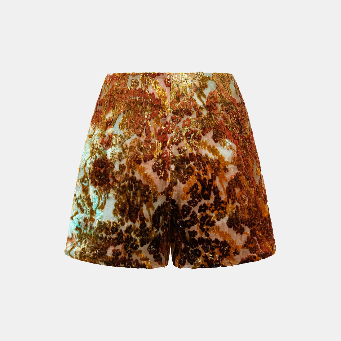 "Imperial Garden Teatime" Silk Velvet Chinese Style Shorts - Cuiyan