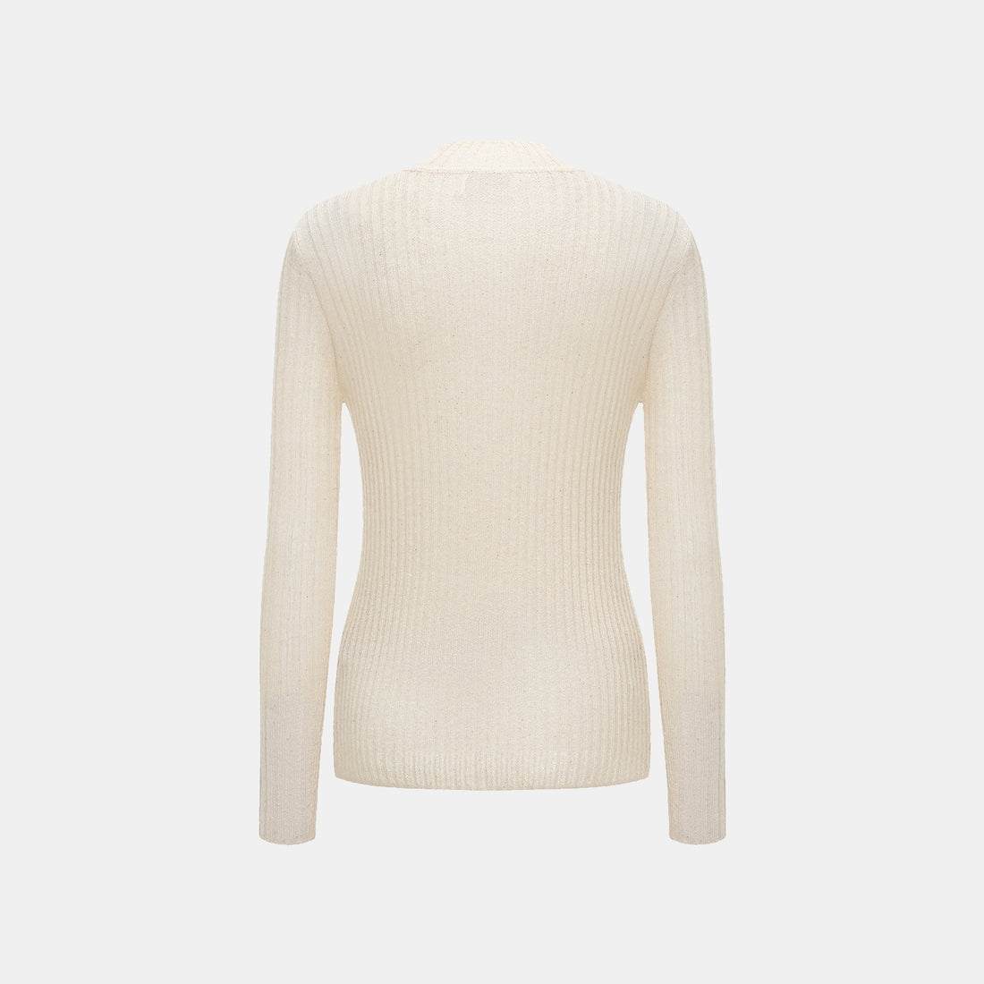 "Spring Diary." Silk Alpaca Wool Knitted Midi Neck Top—Cream