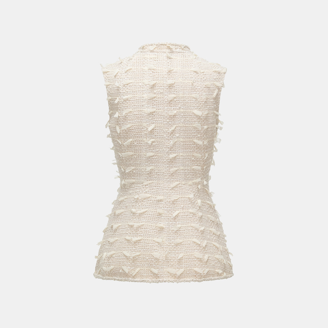 "Spring" Light Tweed Three-Dimensional Cut Light Chinese Style Vest Top - Tea White Listening to the Wind