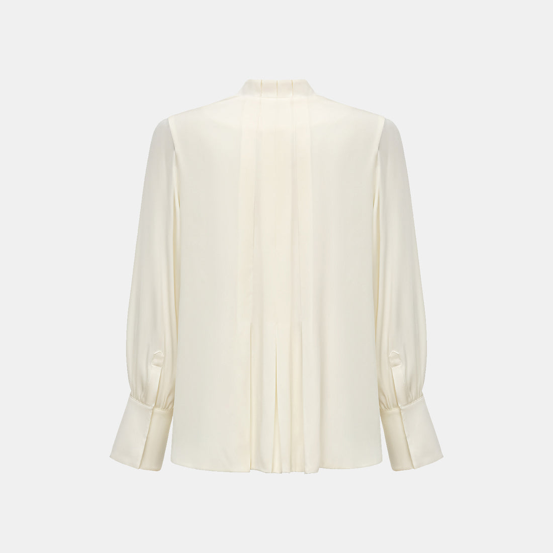 "Lazily in the Spring" 100% mulberry silk chiffon three-dimensional tailoring Chinese style blouse - Morning White