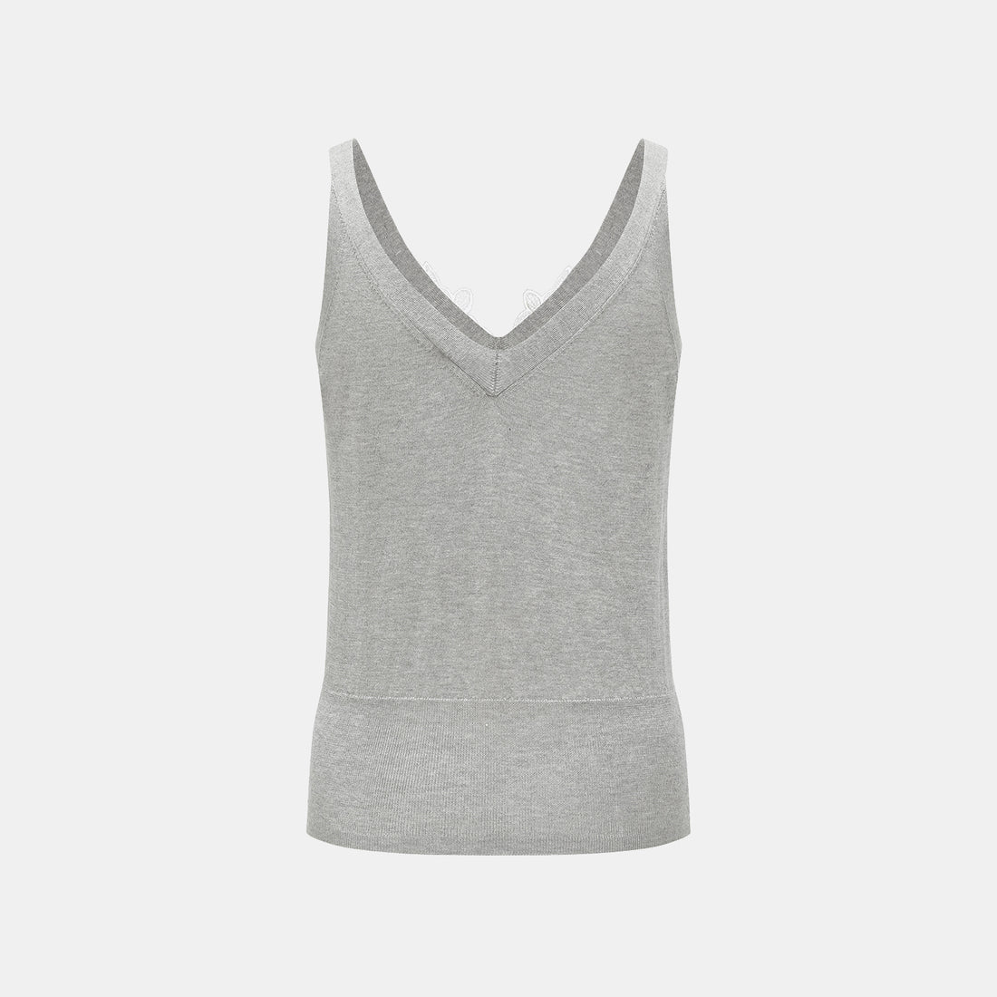 "Spring diary." Herringbone lace Silk Cashmere knitted vest - Ash