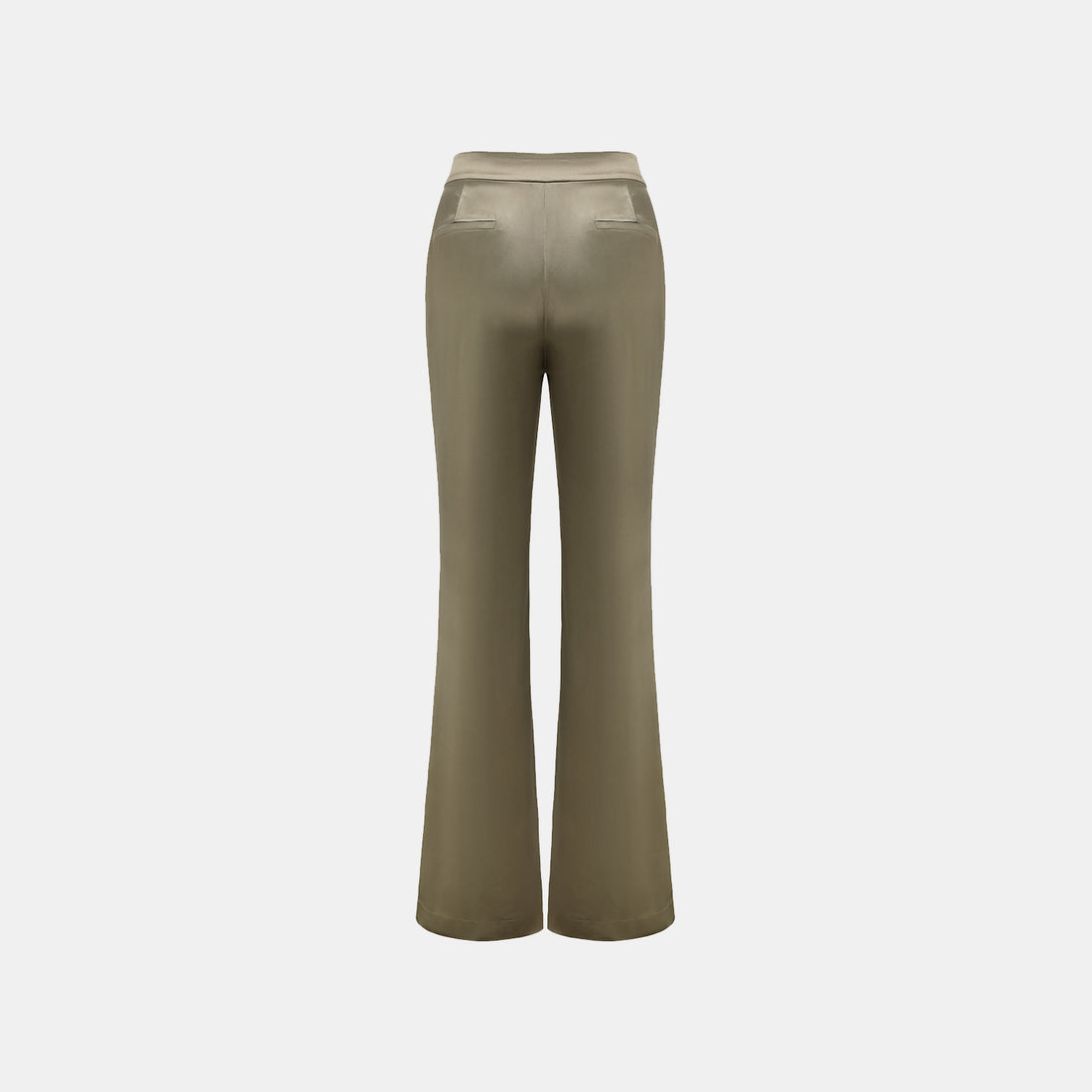 "Imperial Garden Teatime" Satin Acetate Flared Pants - Spring Green