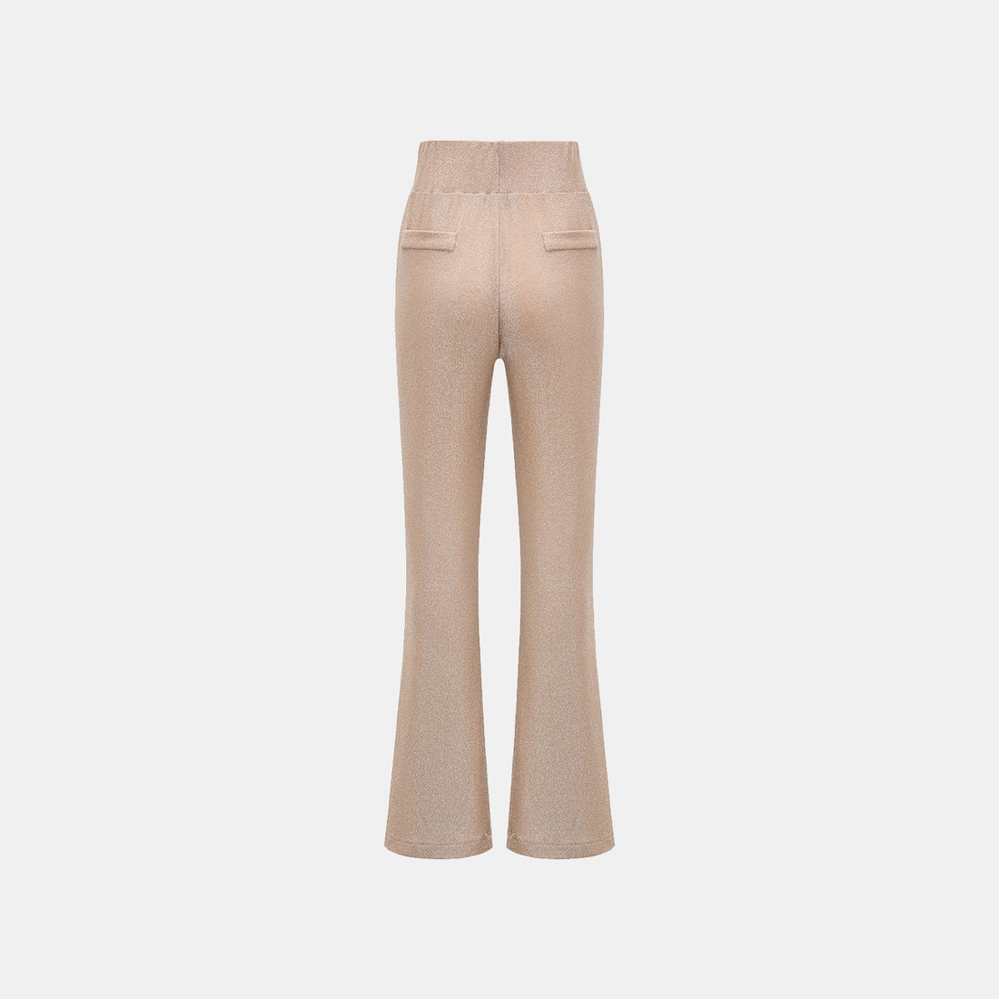 "Easy-go Chic" Silver Weave Stretch Fit Flare Pants—Tan