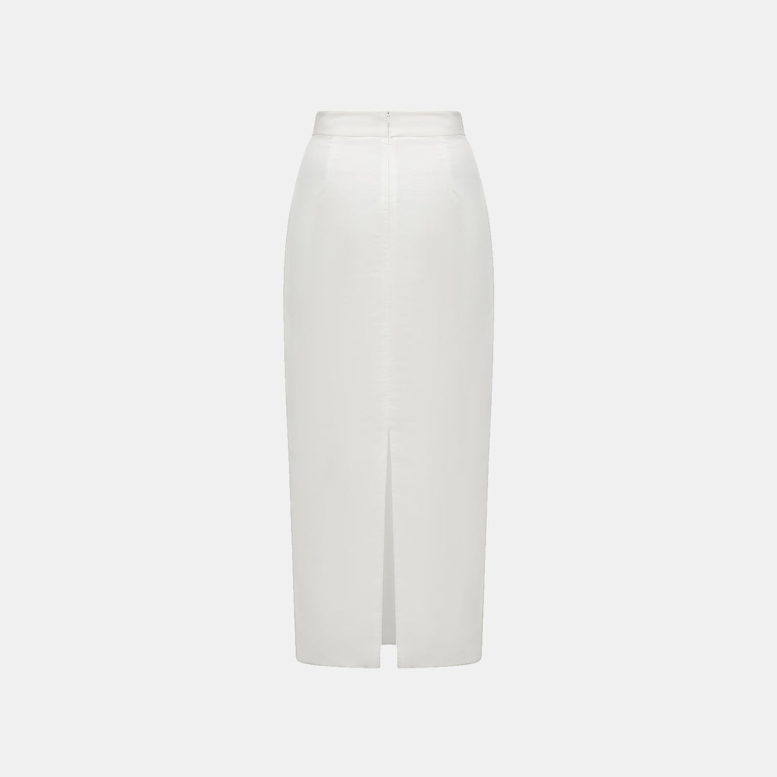 "Intellectual Moment" Tencel Satin Chiffon Pencil Skirt - Simple White