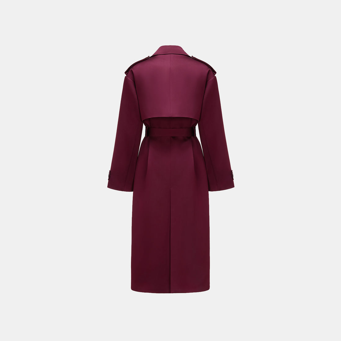 "London Everyday" Acetate Satin Long Trench Coat - Purple