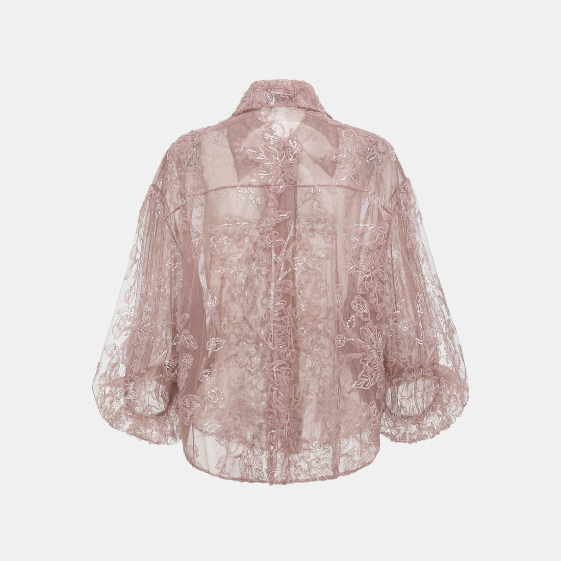 "Gallery Hours" lace shirt with 3D embroidery