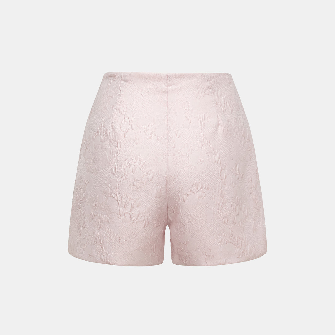 "Tea Banquet" Silver Jacquard Shorts - Pink Hibiscus