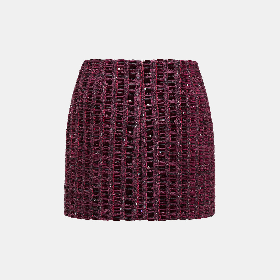 “Brunch at Ritz.” Tweed Skirt—Velvet Purple