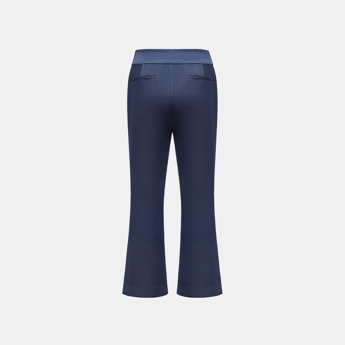 "Autumn Diary" Pearl Acetate Satin Cropped Flared Pants - Dark Blue
