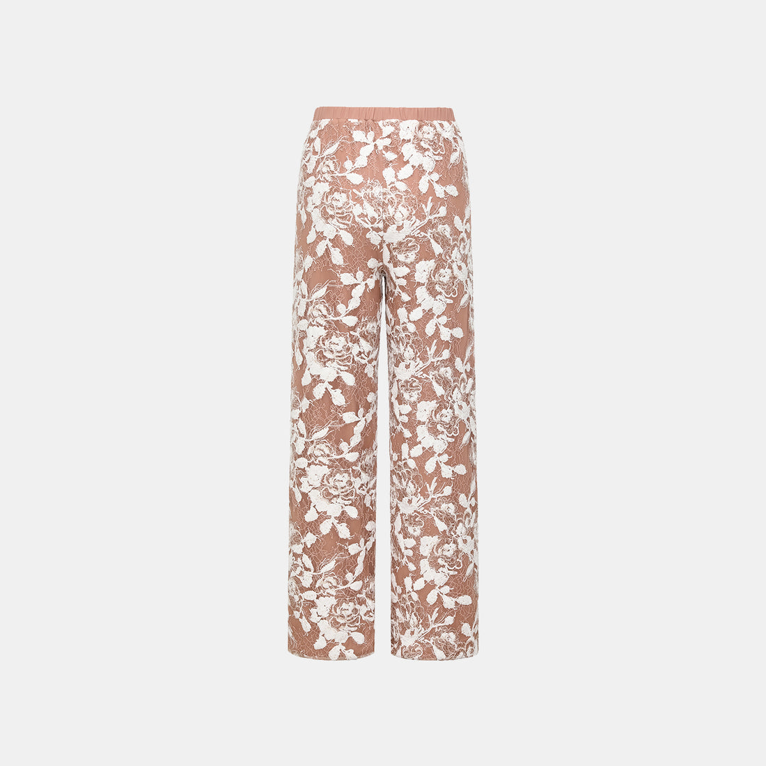 “Welcome to my party.” Wide-leg trousers with velvet embroidery—Champagne