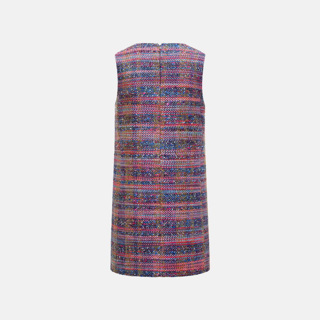 “Chelsea teatime.” Tweed A-line dress—Berry Happy