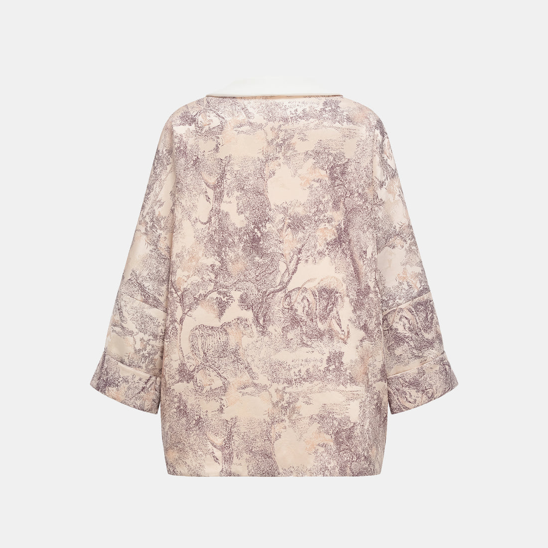 "Imperial Garden Teatime" Filigree Silk Wool Shawl - Purple