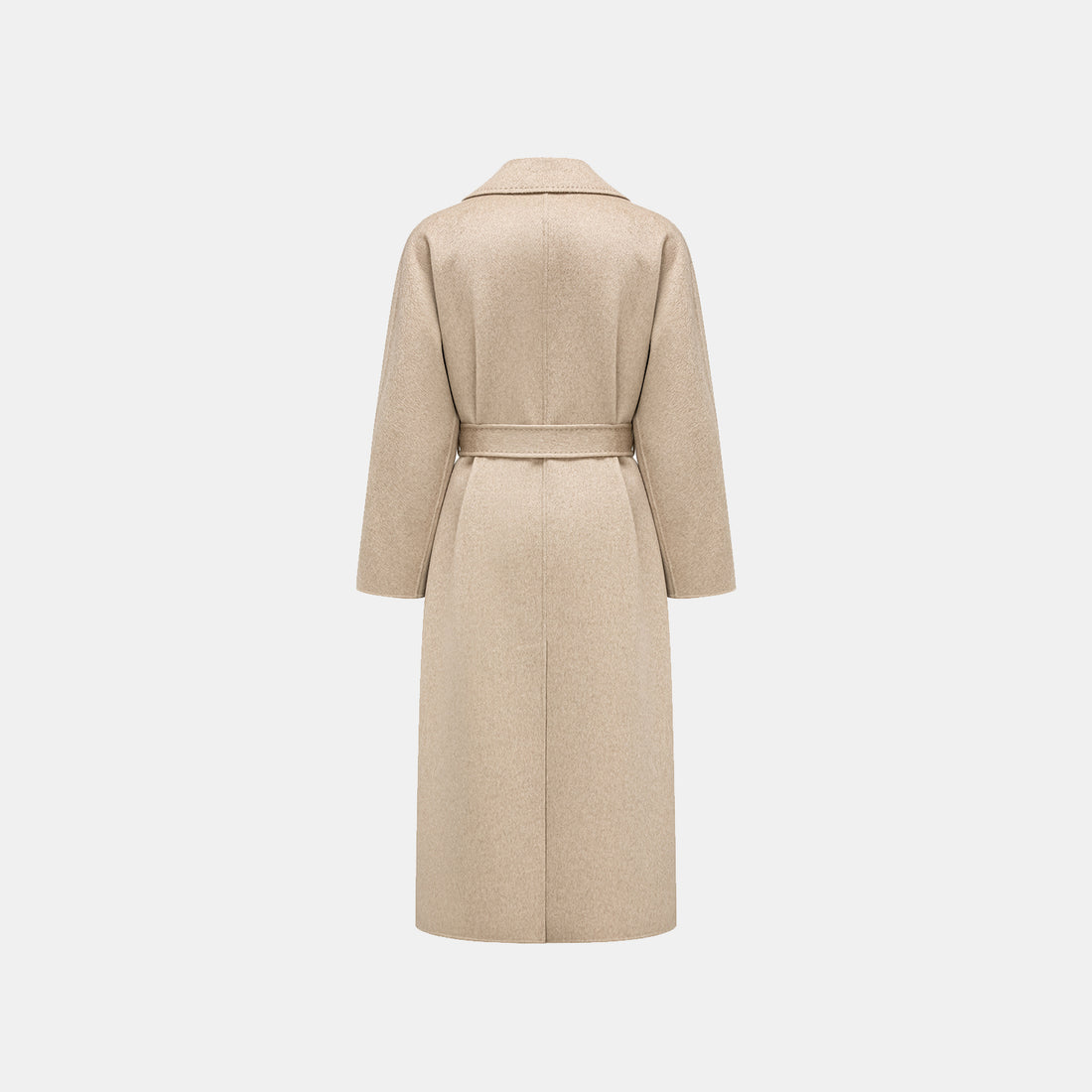 "Winter Diary" 100% Cashmere Double-faced Long Pile Craft Double-breasted Long Coat - Oatmeal