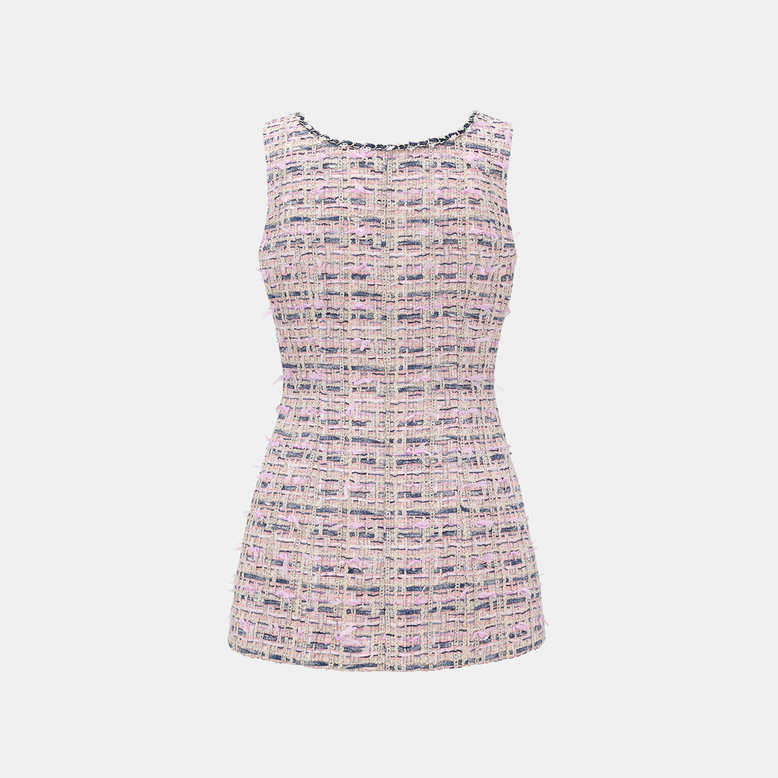 "Sloane Ave." French Summer Lightweight Tweed Vest — Twilight Garden