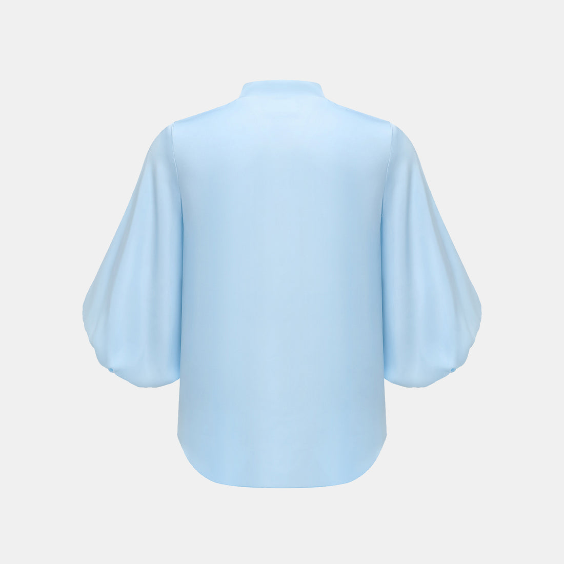 "Autumn" 100% Silk Chiffon Chinese Style 3/4 Sleeve Shirt - Sky Blue