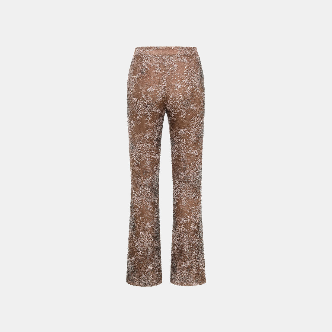 "Imperial Gala" Luxe Beaded Flared Pants—Rosewood Gleam