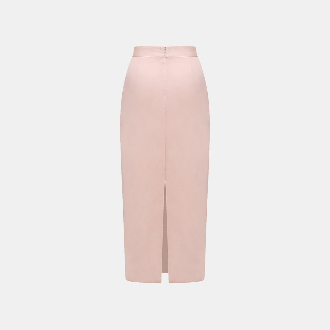 "Intellectual Moment" Tencel Satin Chiffon Pencil Skirt - Rose Pink