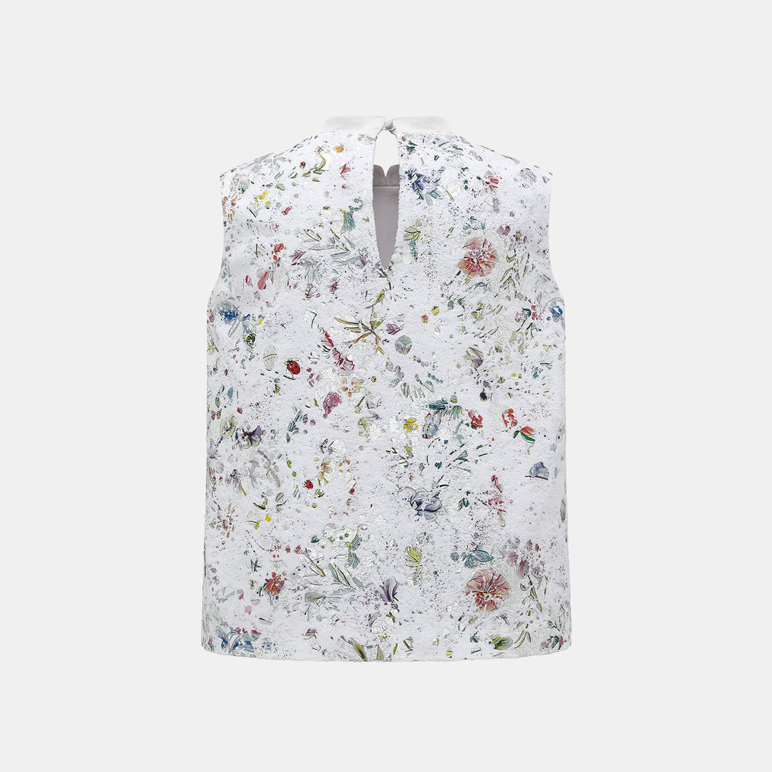 "Imperial Garden Teatime" Italian silver foil applique craft texture fabric light Chinese style vest - Butterfly Shadow Dream