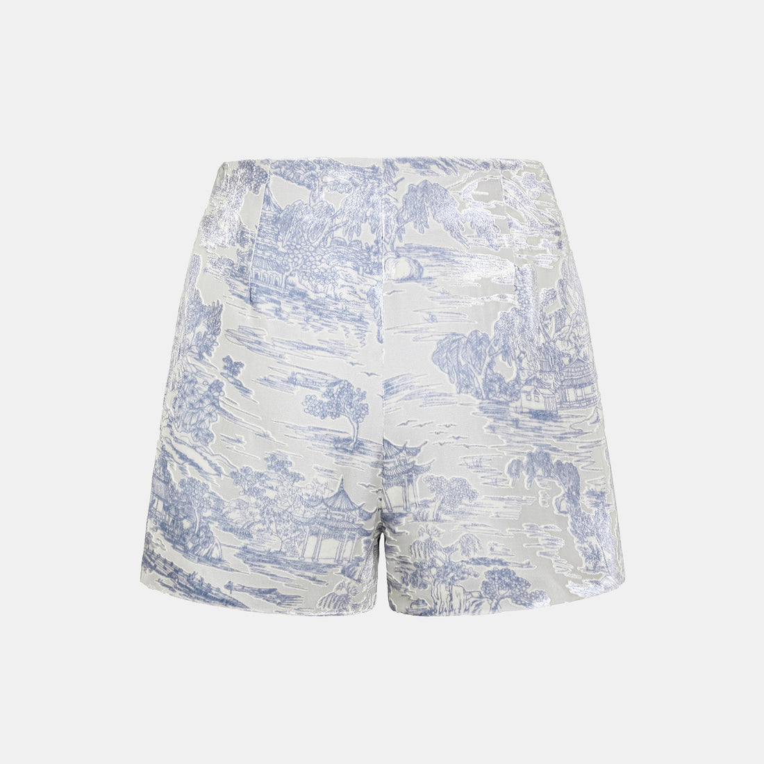 "Imperial Garden Teatime" Silk Velvet Devoré Shorts - Xingyu Liyun