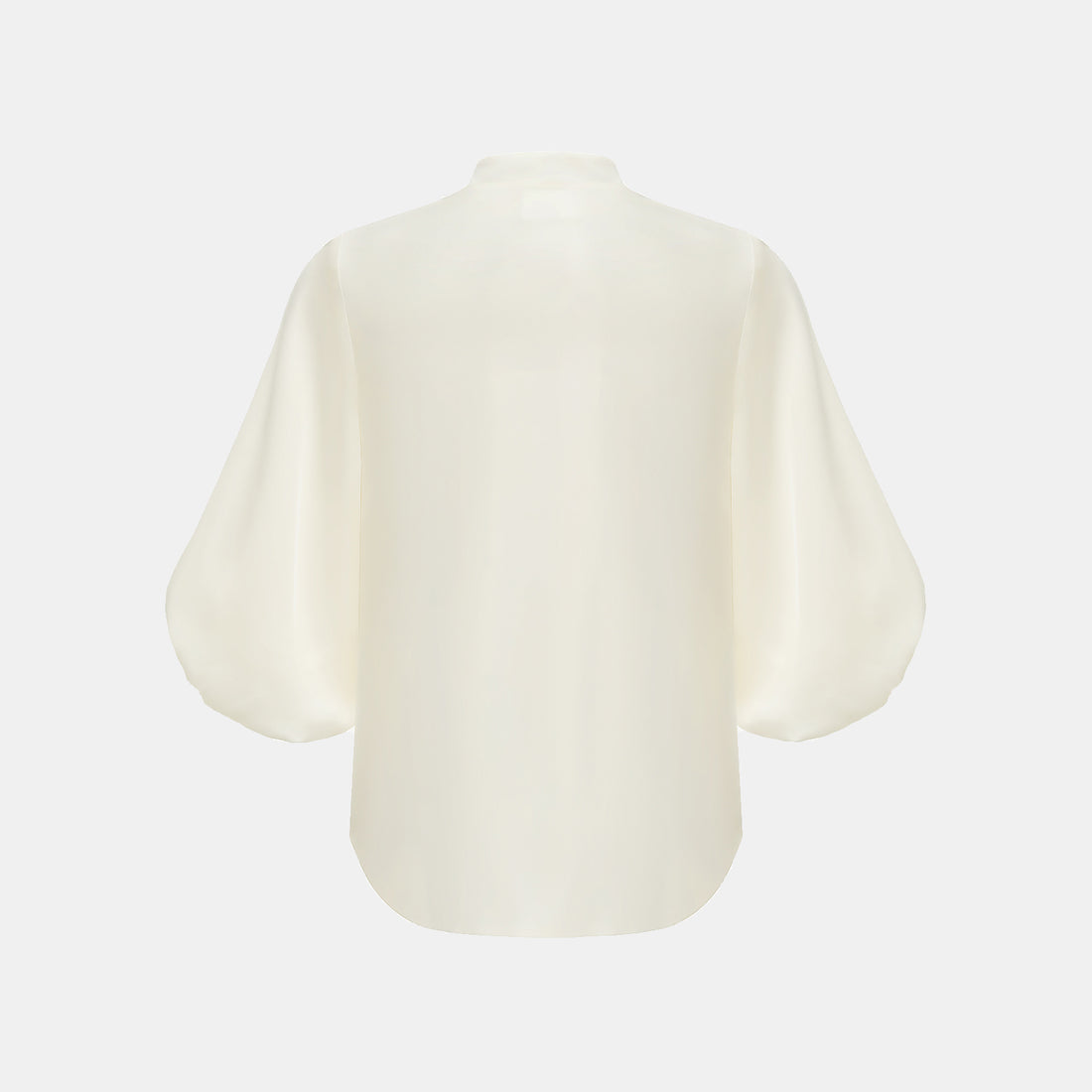"Autumn" 100% mulberry silk chiffon Chinese style three-quarter sleeve shirt - Morning White