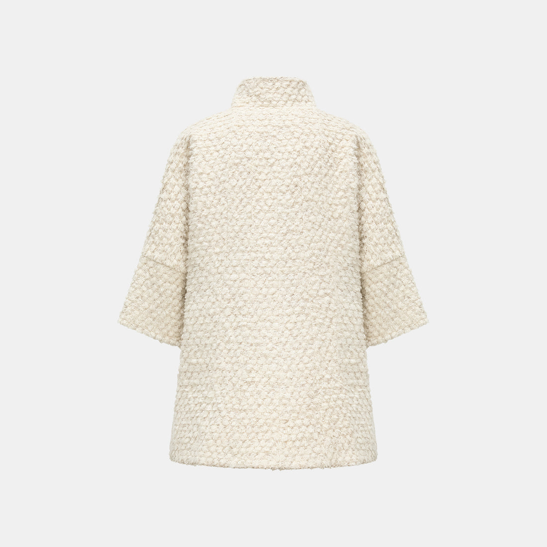 "Tokyo Hours" Tweed Cape Coat with Large Lapel - Cloud White