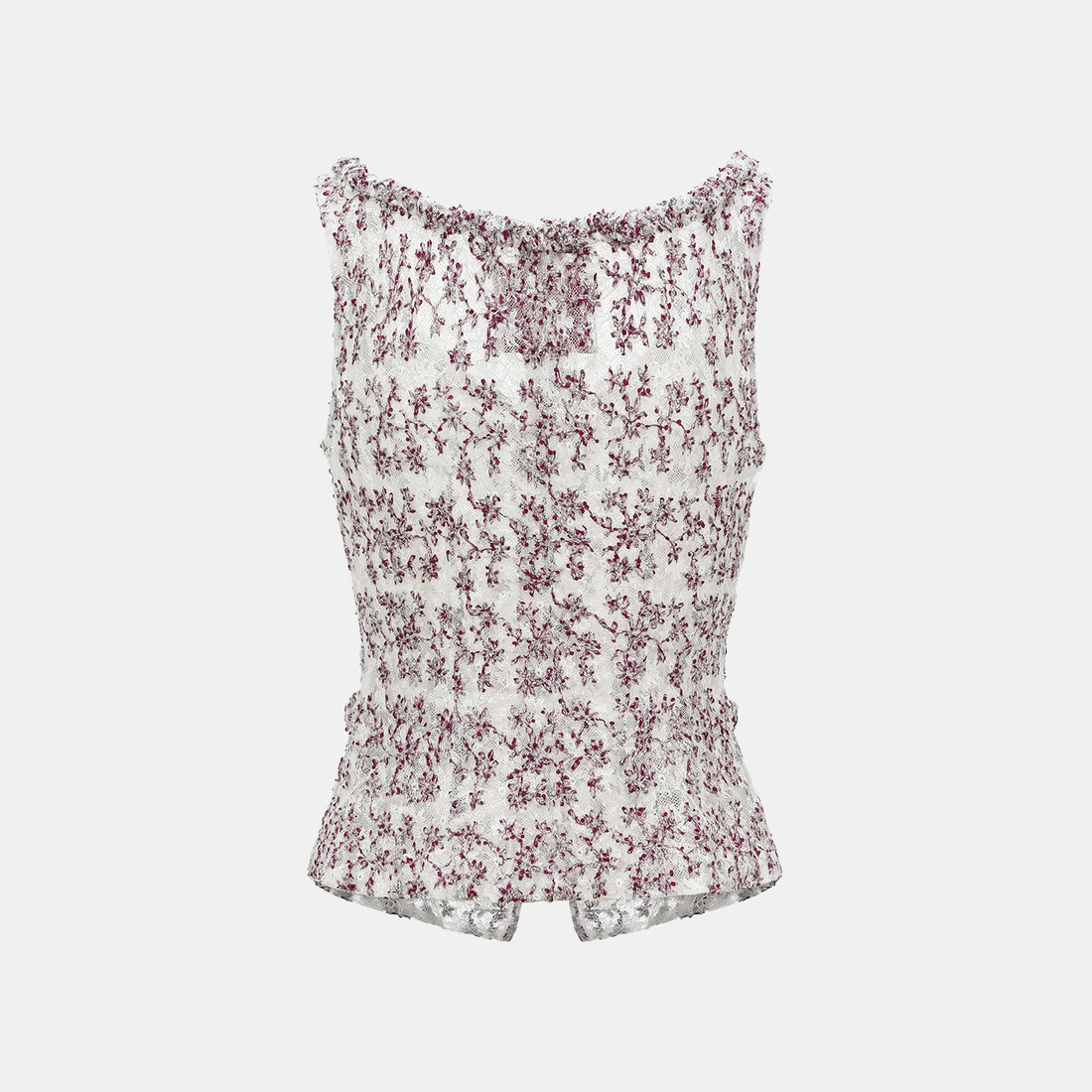 "Quiet Mastery." Lace vest made with special craftsmanship from top French craft workshop