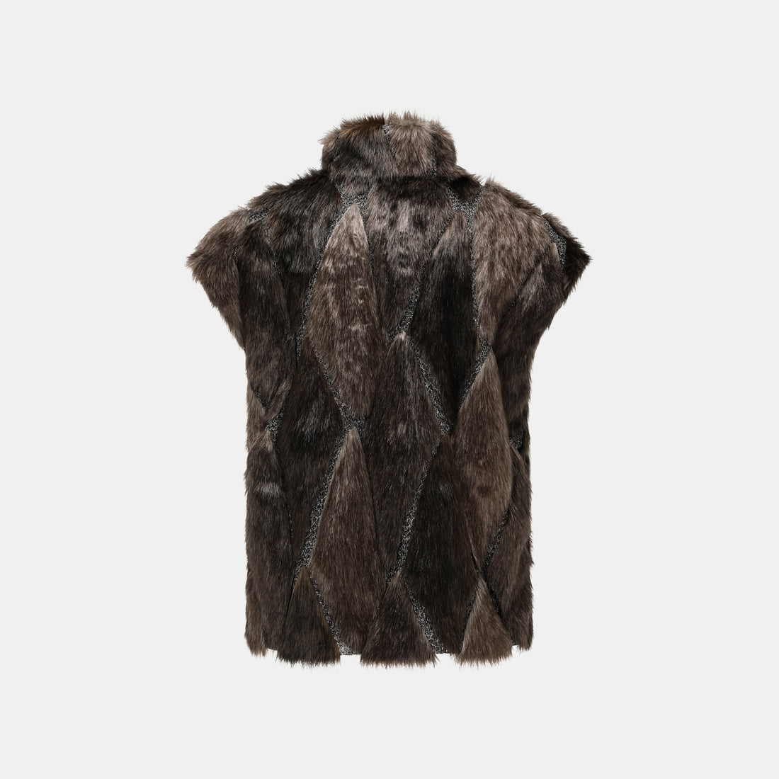 Italian-made lace stitching eco-friendly fur vest - short - Gypsophila