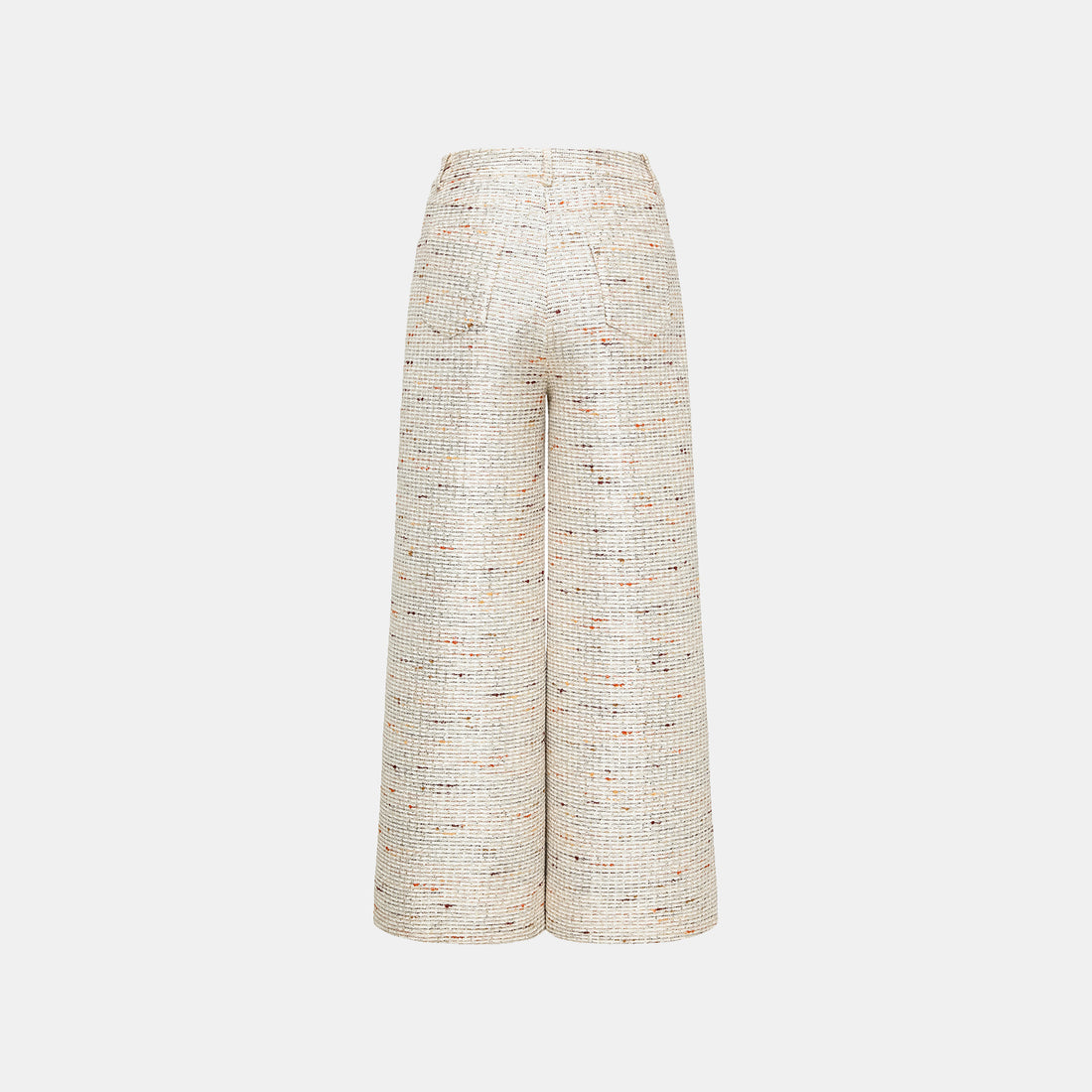 "Oxford Autumn Elegance" Tweed Wide Pants - White and Multicolor