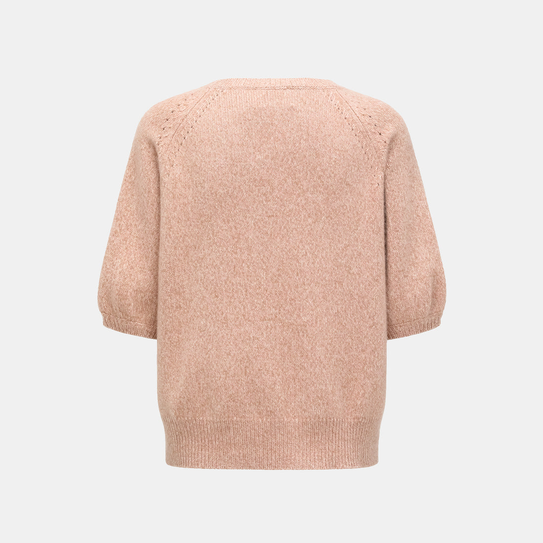 "Winter Diary" 100% Cashmere Thick Knit Half Sleeve Top—Toasted Pink