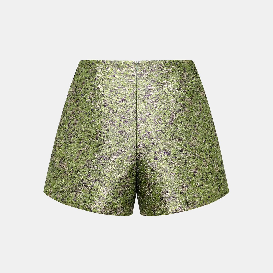 "Imperial Garden Teatime" Italian 3D Jacquard Shorts - Pearl Dotted Jade Ink