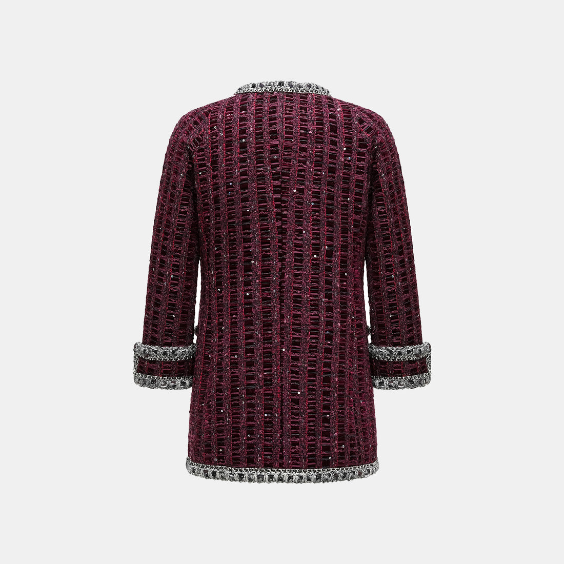 "Brunch at Ritz." Mid-length Tweed Jacket - Velvet Purple