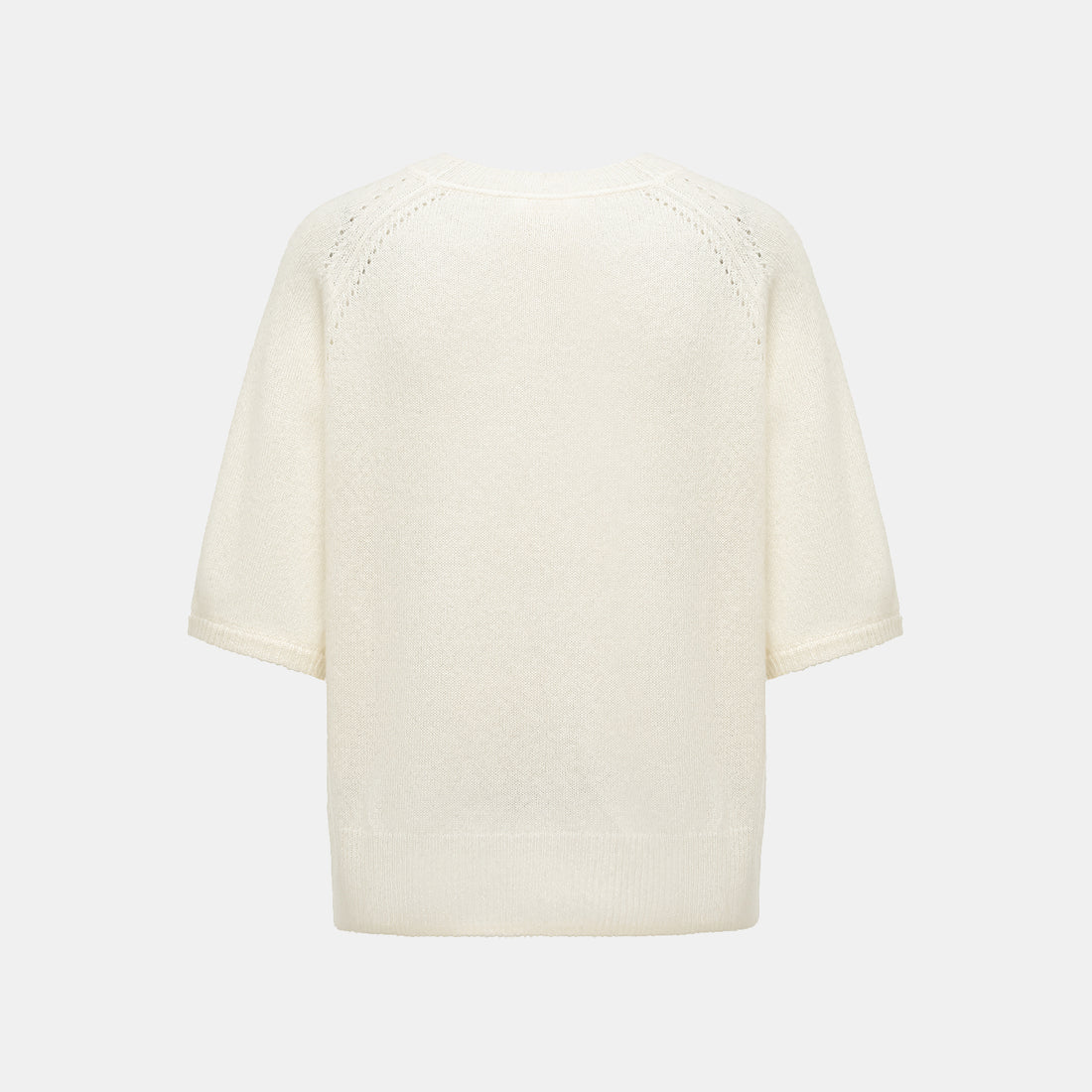 "Autumn Diary" Silk Cashmere Half Sleeve Top—Milk