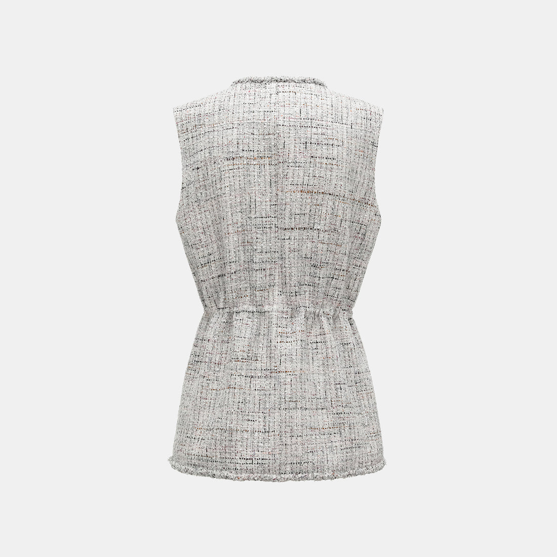 "Weekend at Monaco" Italian top-grade floral light tweed waist vest—Opaline Dust