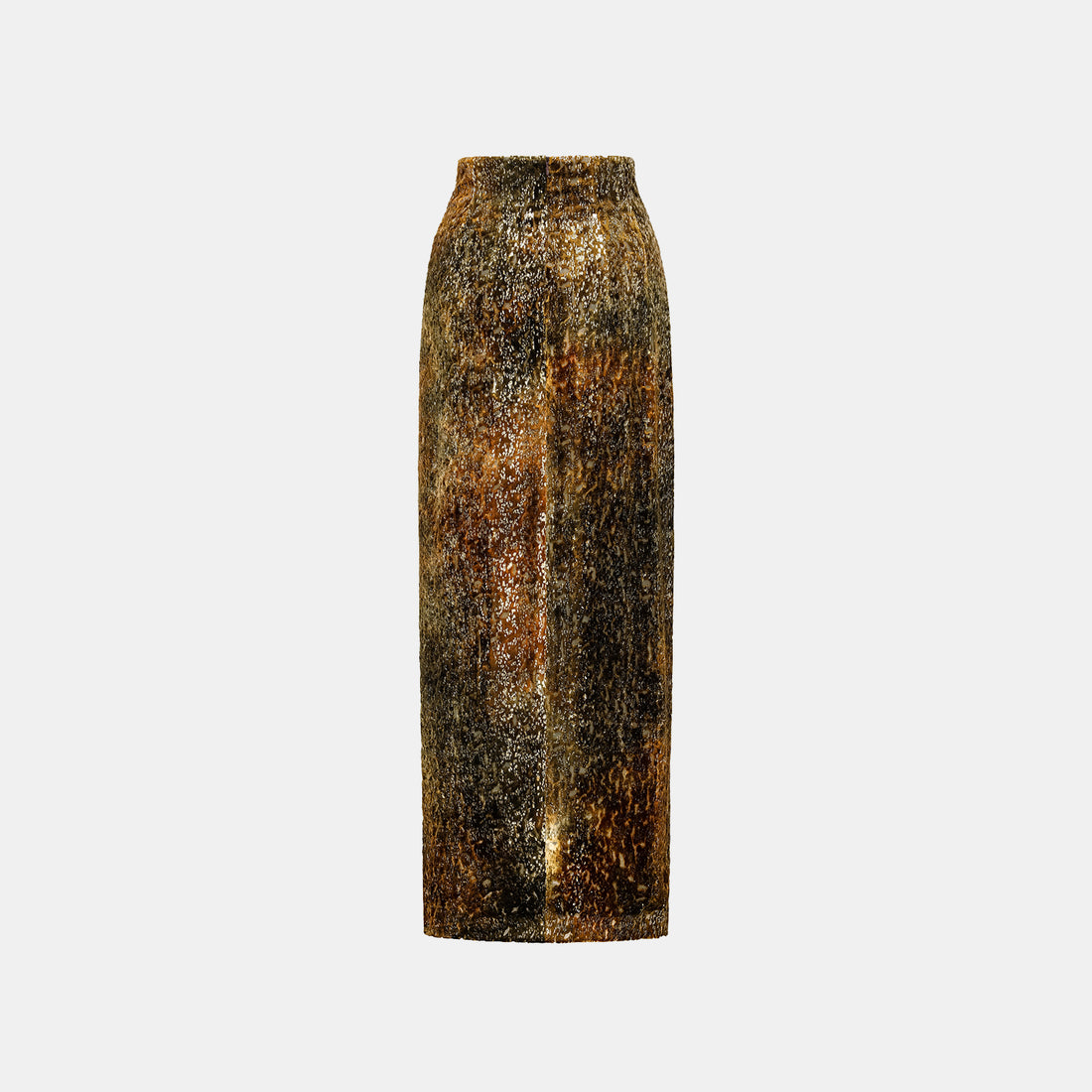 "Imperial Garden Teatime" Silk Velvet Chinese Style Pencil Skirt - Late Autumn Amber