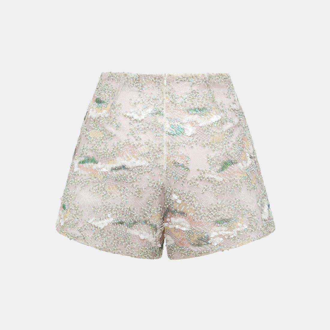 "Imperial Gala." Luxurious lace beaded shorts - Sparse shadows and light smoke