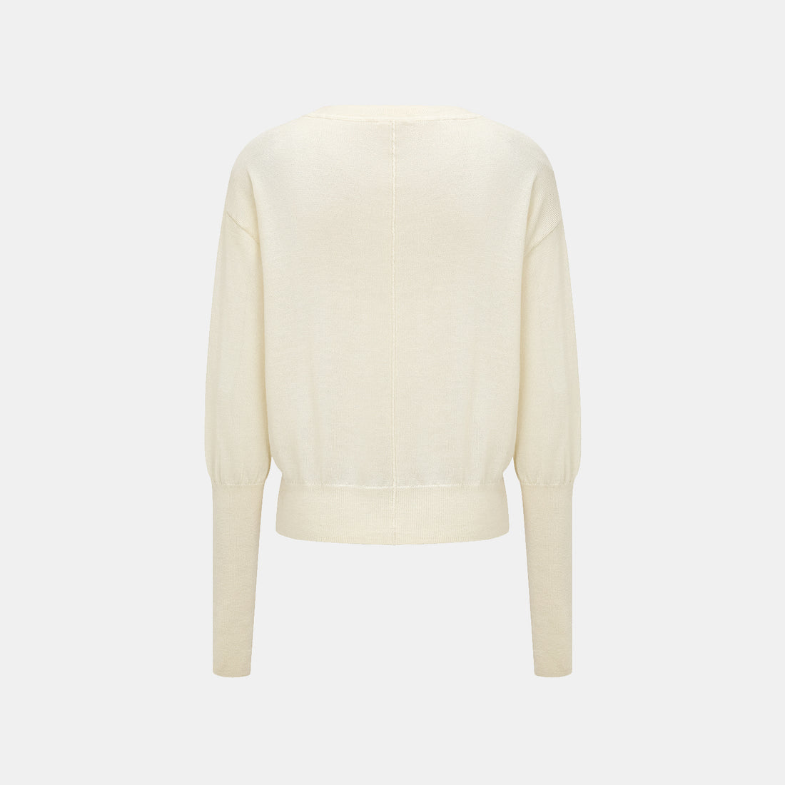 "Winter Diary" Silk Cashmere Knit Batwing Sleeve Knit Top - White