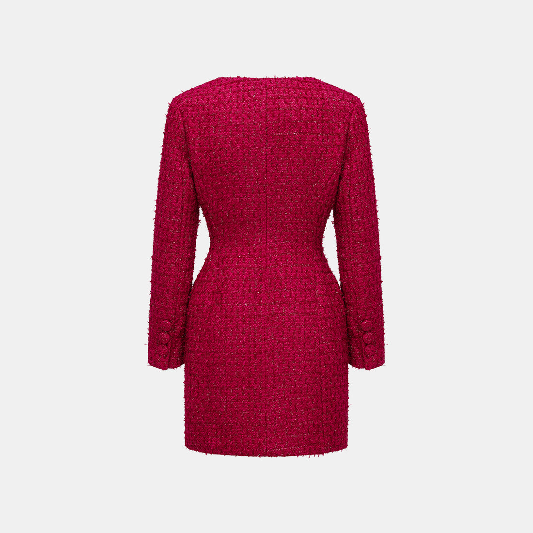 "Mayfair date night" wool tweed three-dimensional tailoring dress—Velvet Rouge