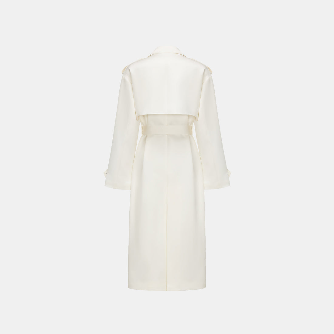 "London Everyday" Acetate Satin Long Trench Coat - White