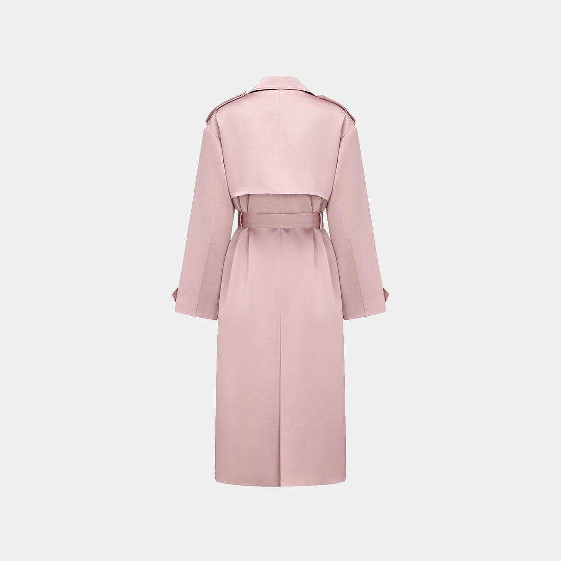 "London Everyday" Acetate Satin Long Trench Coat - Pink