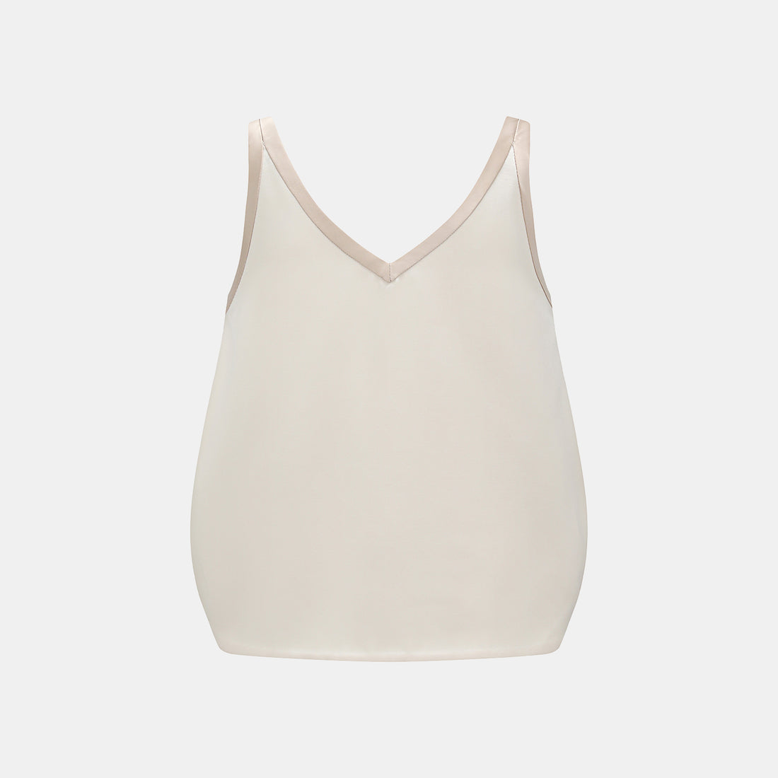 "Weekend at Monaco." Heavy Satin Panelled Tank Top — Ivory