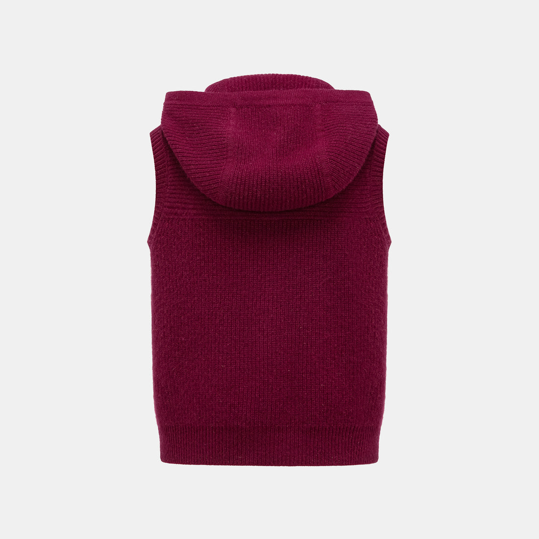 “Winter Diary” 100% Cashmere Hooded Zip-Up Vest—Raspberry Jam