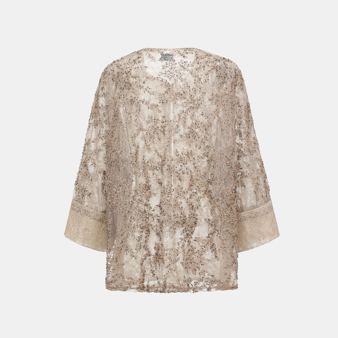 "Tea Banquet" Luxury Beaded Lace Light Chinese Style Cape Jacket - Gold