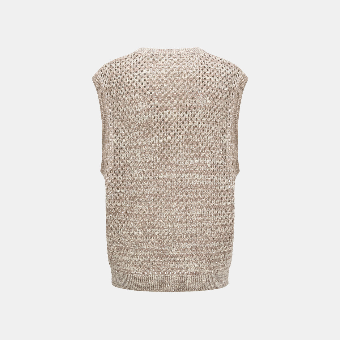 "Chelsea Citywalk." 100% Cashmere 亮片蕾絲編織工藝針織背心—Almond Cappuccino