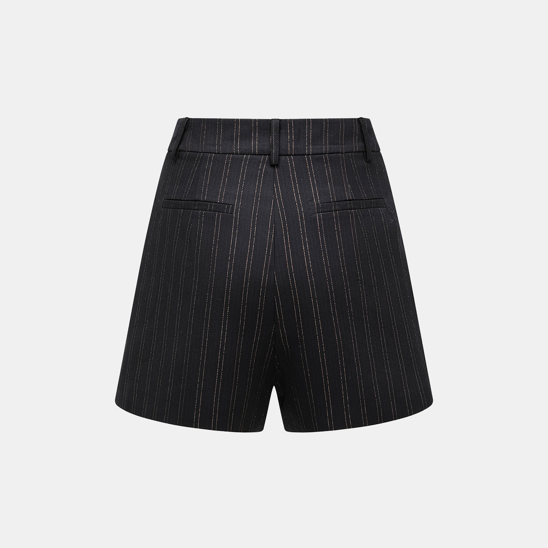 "Speak Sleek." Italian gold weaving straight suit shorts—Indigo